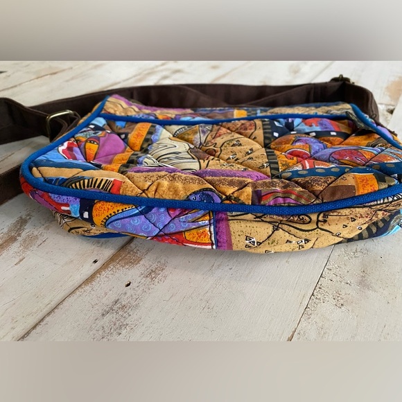 LAUREL BURCH quilted abstract love horses purse crossbody bag colorful 90s patch - Picture 4 of 15